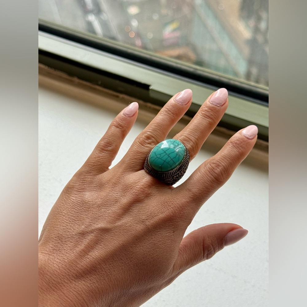 Vintage-Style Turquoise Statement Ring | Boho Cocktail Ring